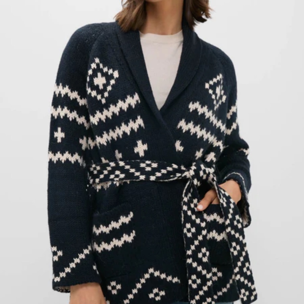 THE GREAT. Black and Cream Patterned Cardigan - Picture 8 of 8
